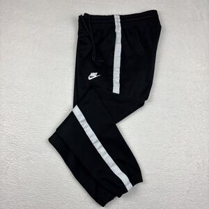 NIKE‎ Mens Cuffed Track Pants Medium Black/White Drawstring Stretch Sweatpants